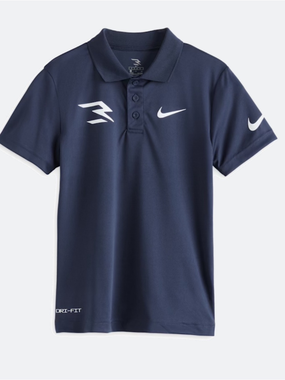 Nike Navy Polo with White Swoosh Accents - Picture 1 of 4